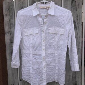 DKNY Jeans Medium White Button-Up Top